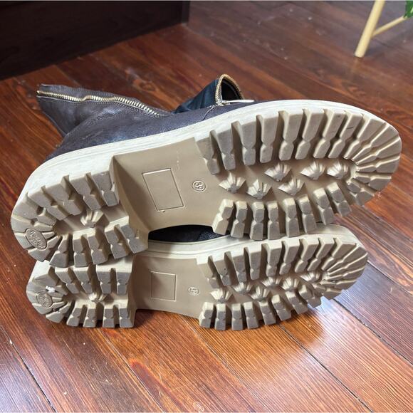 Michele Lopriore 'Arizona' Zipper Brown Combat Boots - Picture 4 of 4